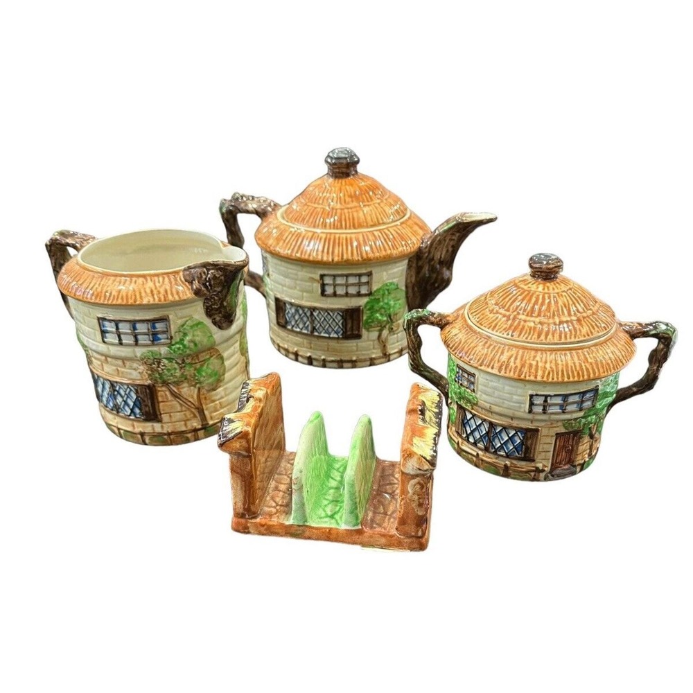 Kensington Cottage Ware Tea Set Tea Pot Creamer Covered Sugar Toast Rack RARE